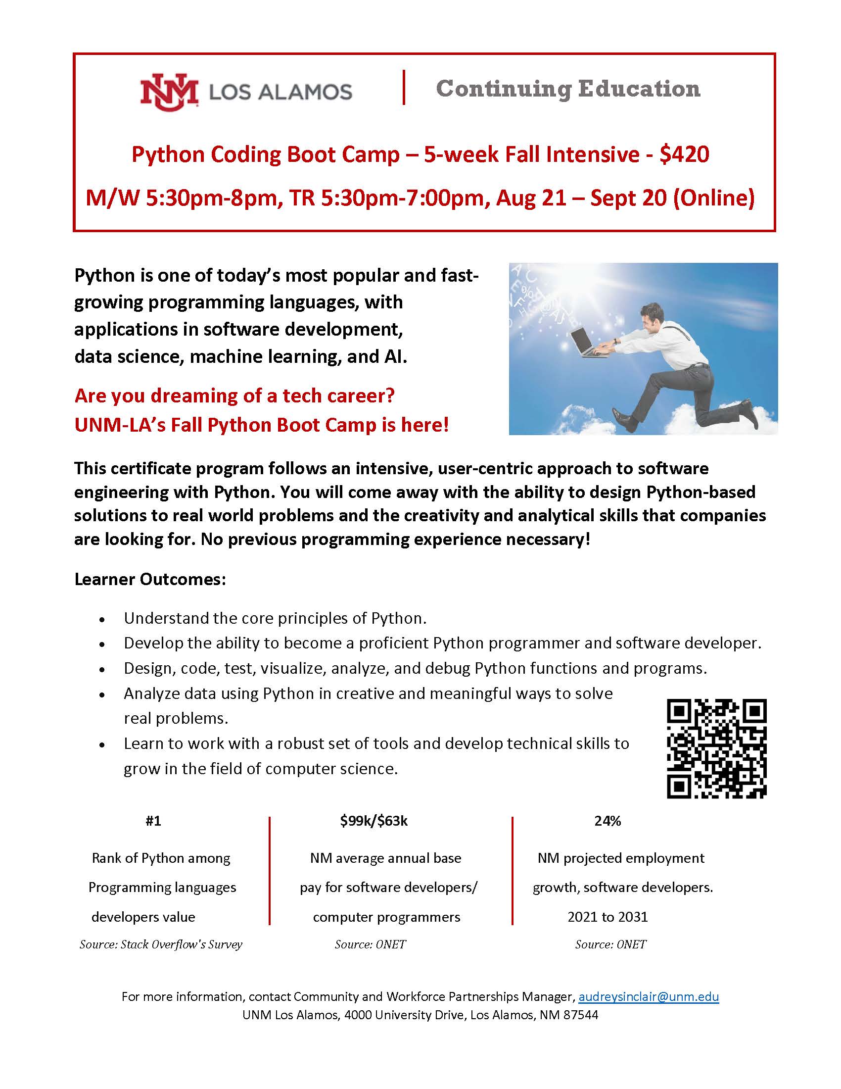 Flyer for Python Coding Boot Camp